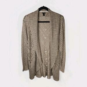 Torrid Long Open Stitch Open Front Cardigan Size 0 Large Lightweight Beige